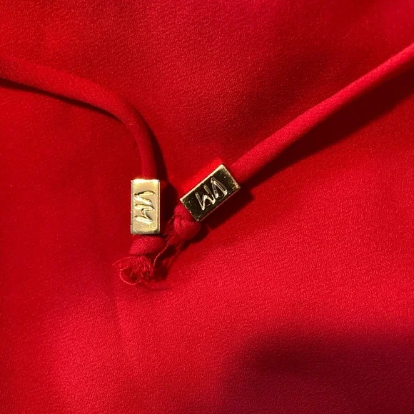 Veronica M Red Shift Dress with Lace Up Front, 3 quarter sleeve. Size Medium - Picture 3 of 4